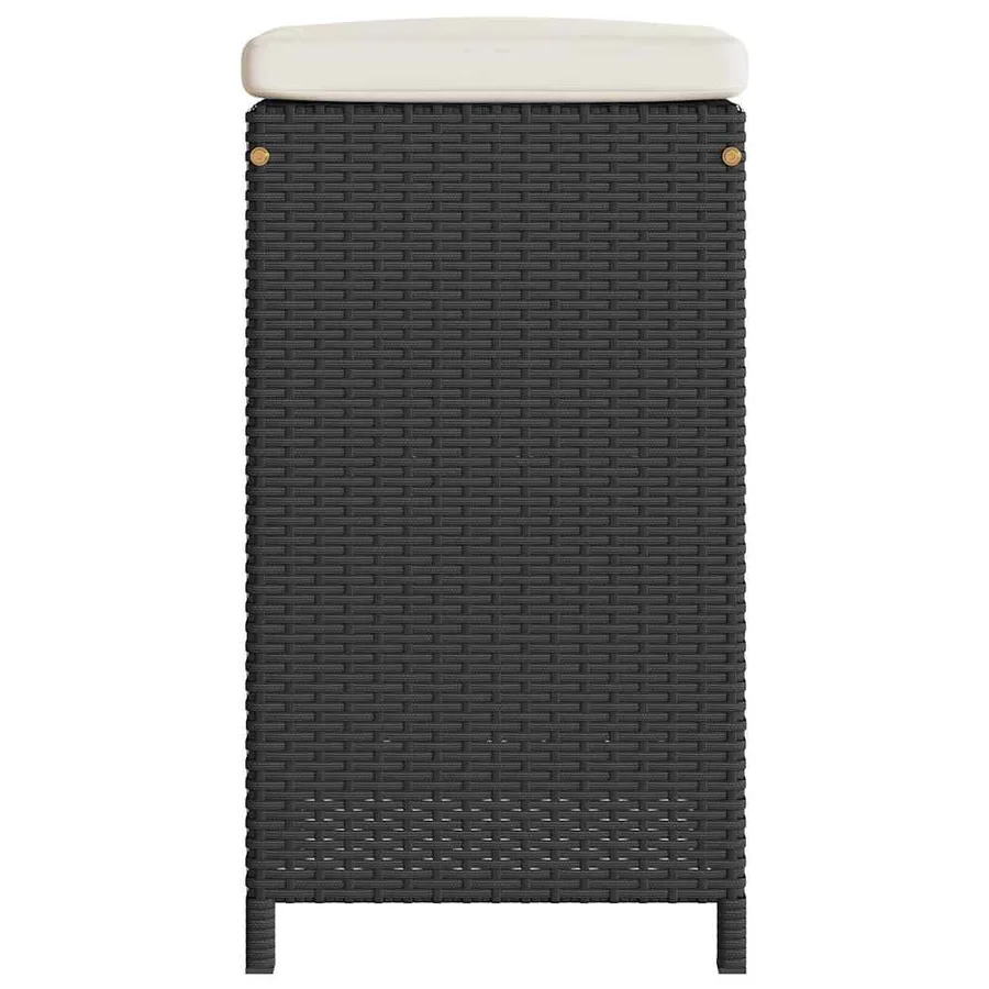 Tabourets de bar jardin coussins lot de 2 noir résine tressée - 5