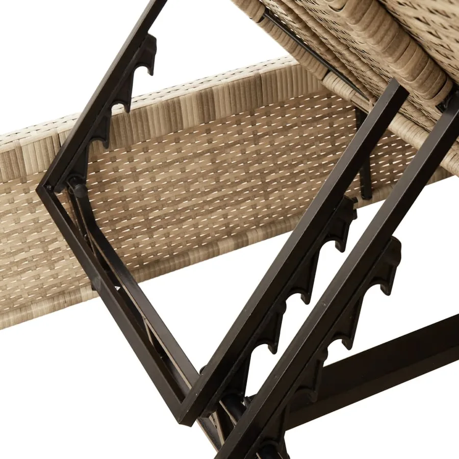 Chaise longue double avec coussins beige résine tressée - 8
