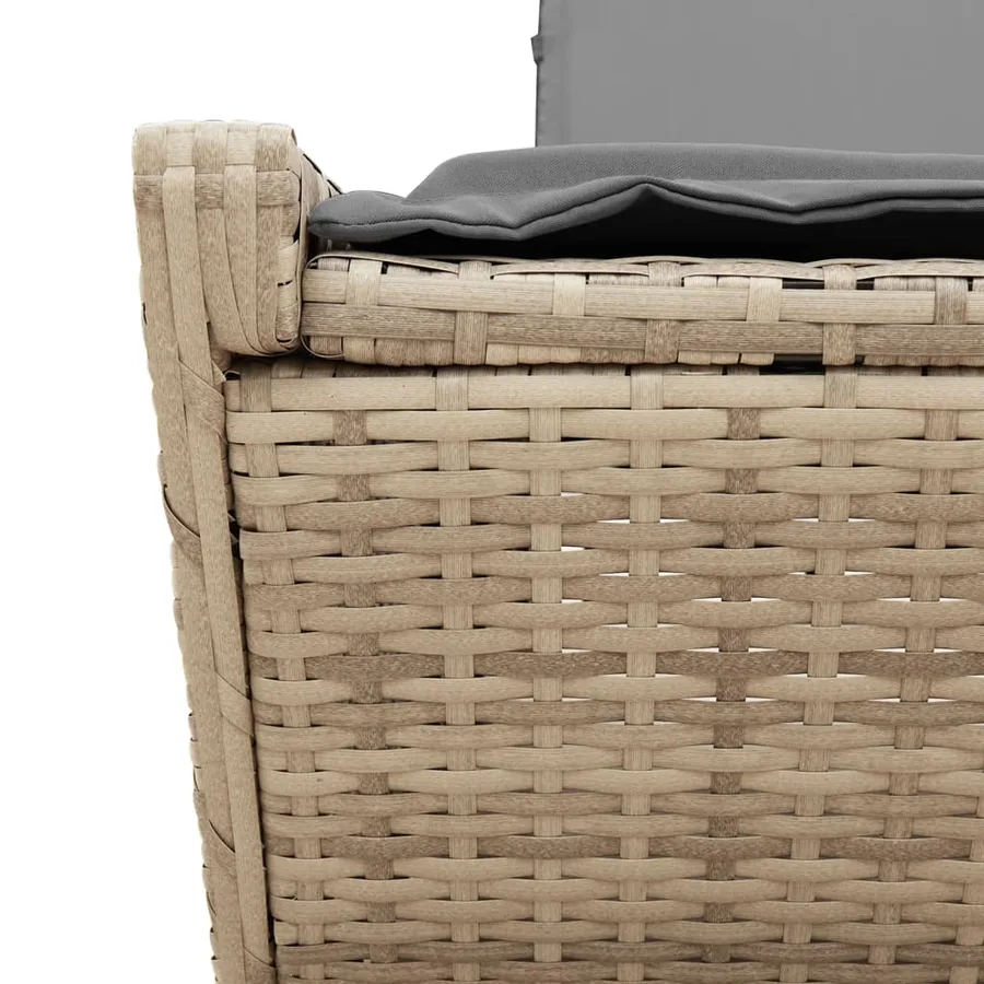 Chaise longue double avec coussins beige résine tressée - 9