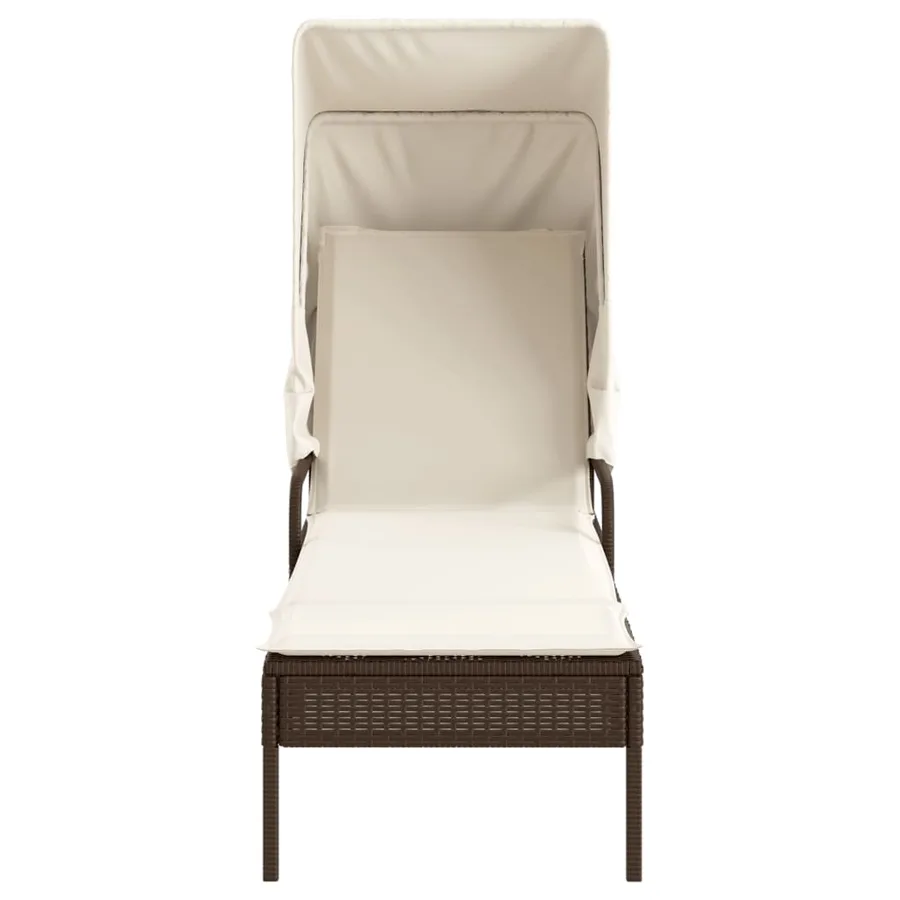 Chaises longues lot de 2 avec auvents et table gris poly rotin - 15
