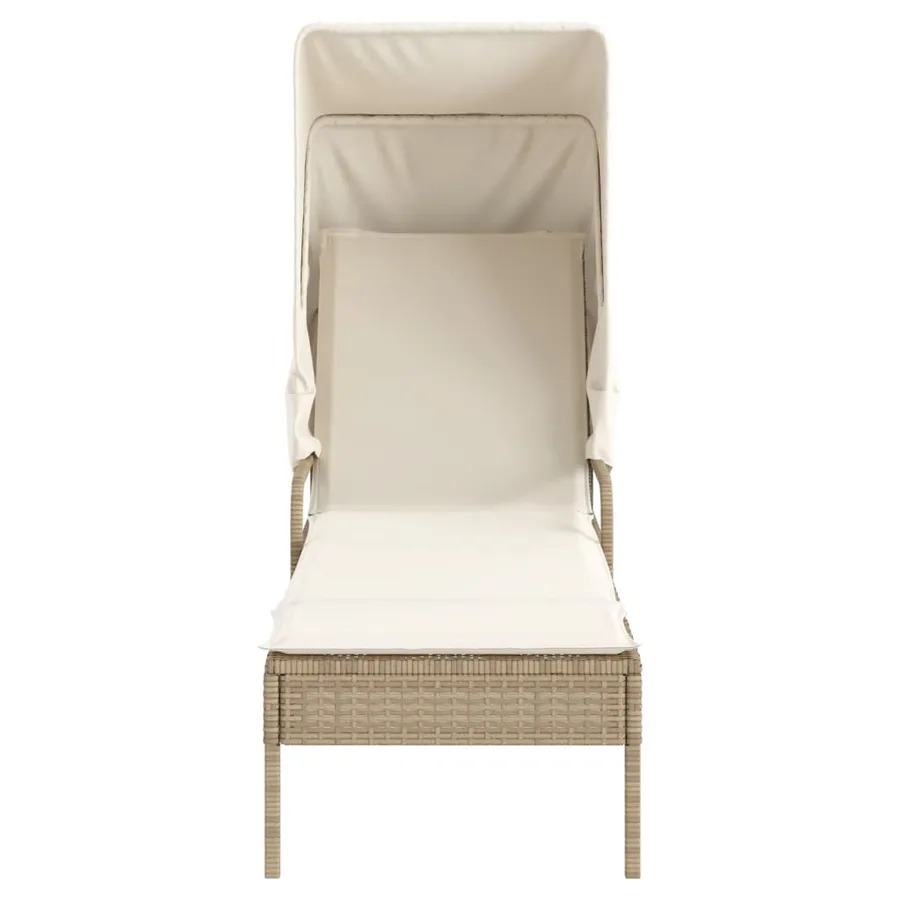 Chaises longues lot de 2 avec auvents et table gris poly rotin - 37