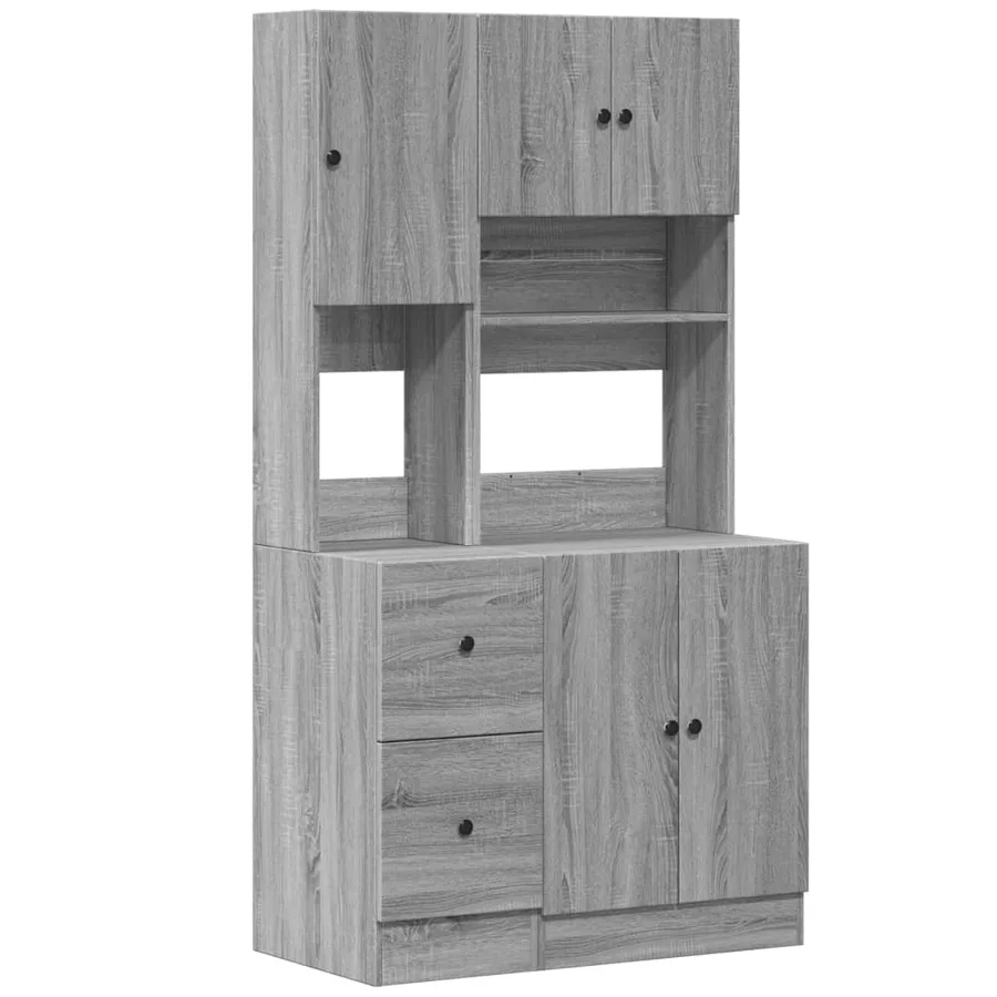 Armoire de cuisine sonoma gris 95x50x180 cm bois d’ingénierie - 2