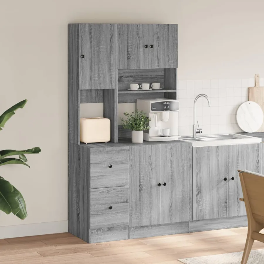 Armoire de cuisine sonoma gris 95x50x180 cm bois d’ingénierie - 3