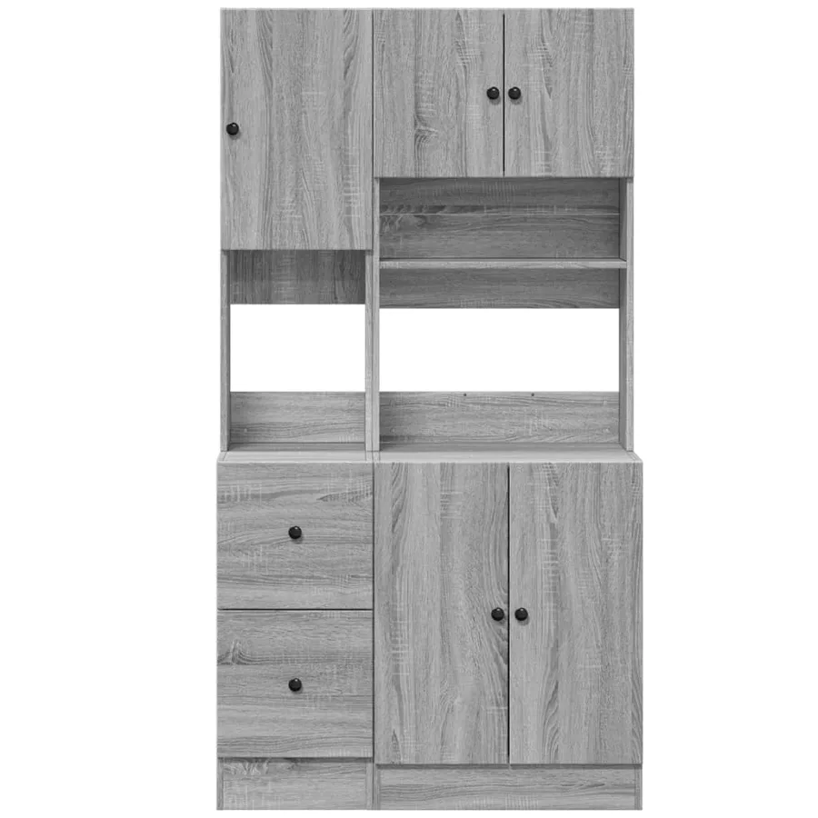 Armoire de cuisine sonoma gris 95x50x180 cm bois d’ingénierie - 4