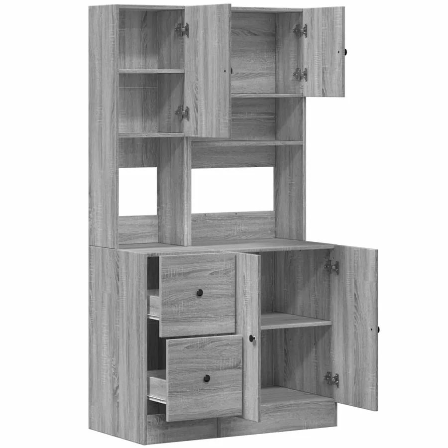 Armoire de cuisine sonoma gris 95x50x180 cm bois d’ingénierie - 7