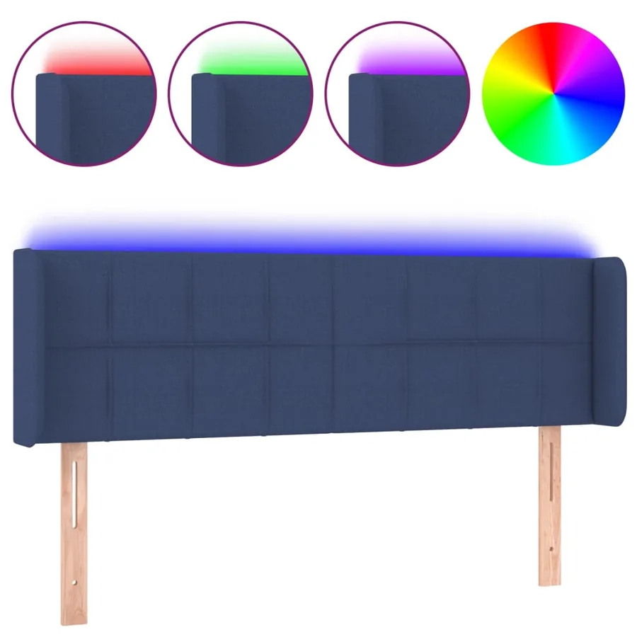 Tête de lit à LED Bleu 147x16x78/88 cm Tissu - 2