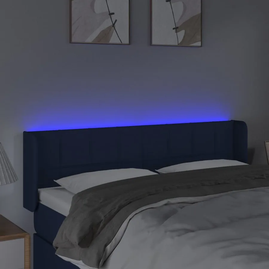 Tête de lit à LED Bleu 147x16x78/88 cm Tissu - 4