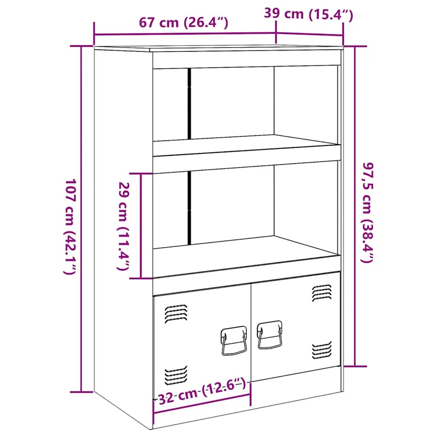 Buffet rose 67x39x107 cm acier - 14