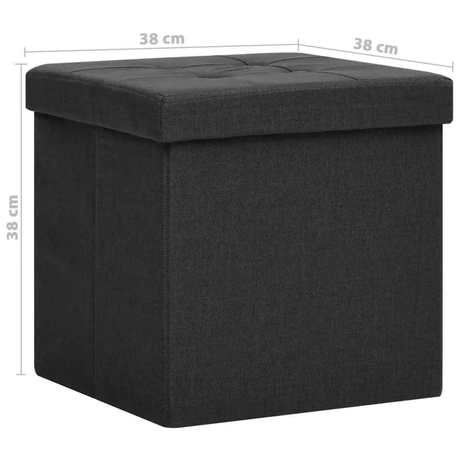 Tabourets de rangement pliables lot de 2 noir Faux lin - 9