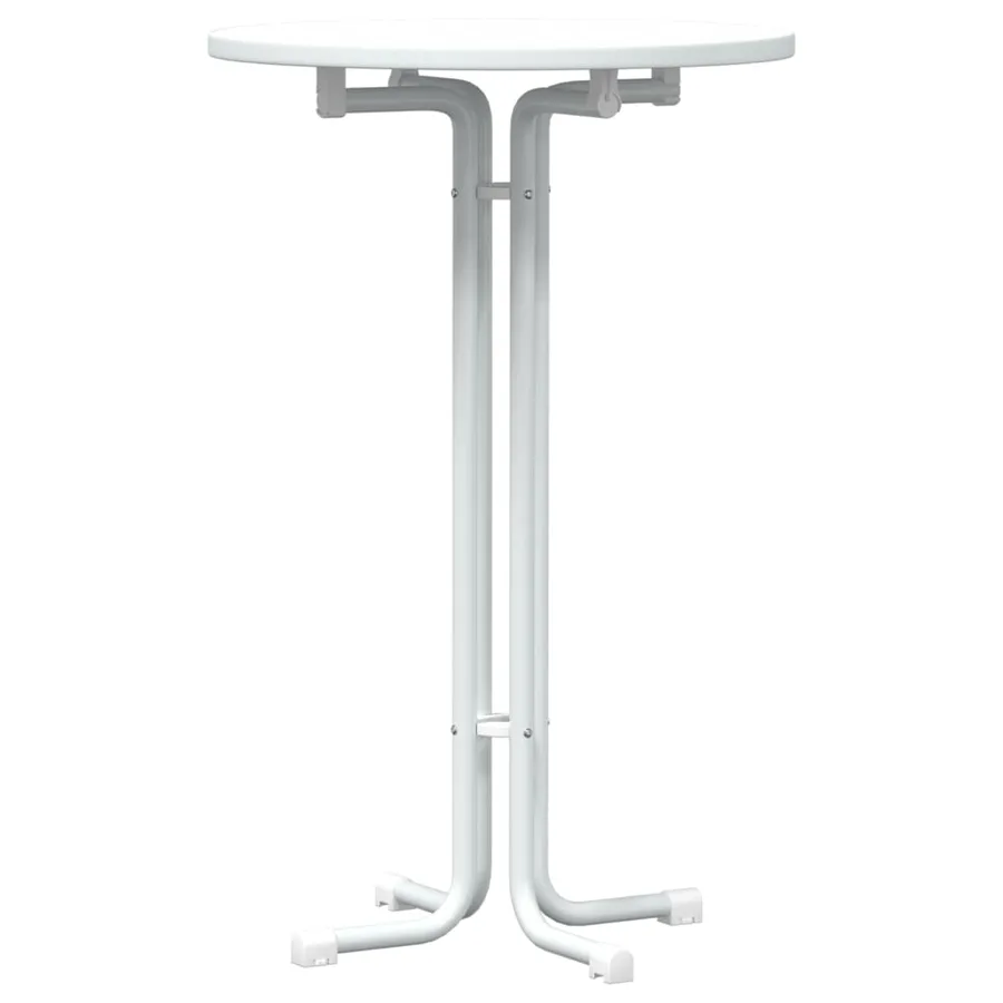 Table de bar blanc Ø70x110 cm bois d'ingénierie et acier - 2