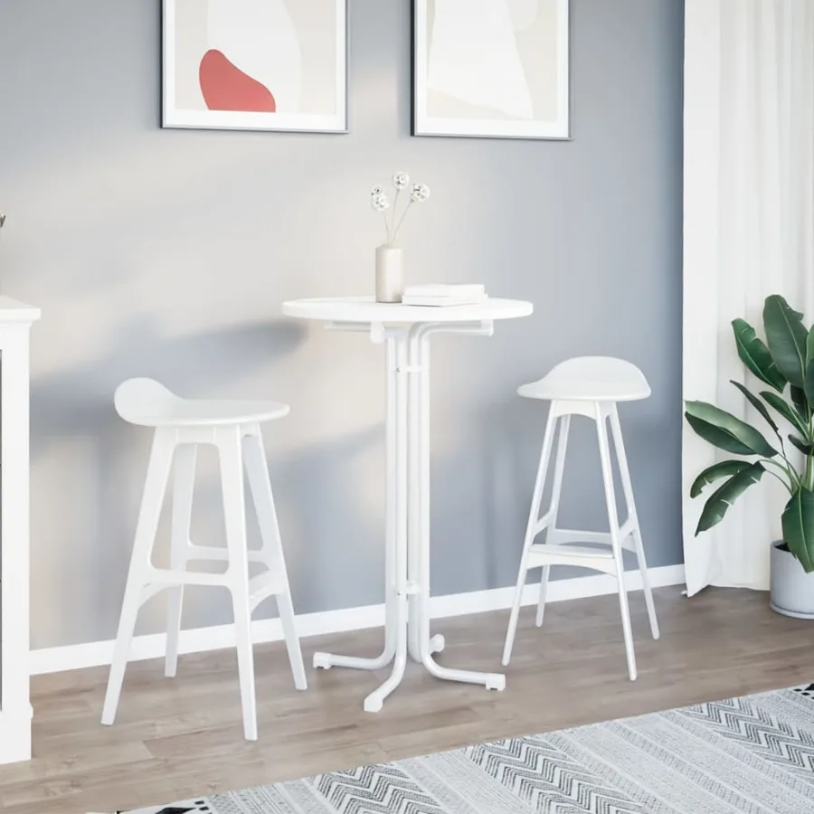 Table de bar blanc Ø70x110 cm bois d'ingénierie et acier - 3