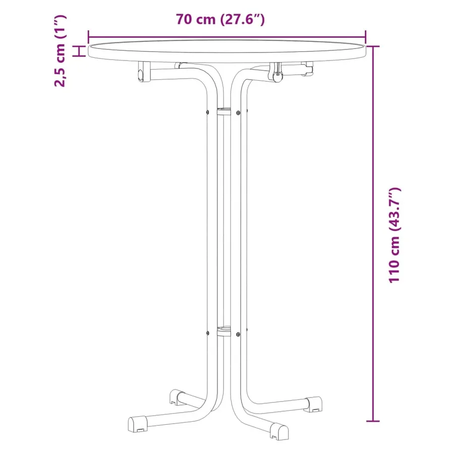 Table de bar blanc Ø70x110 cm bois d'ingénierie et acier - 9