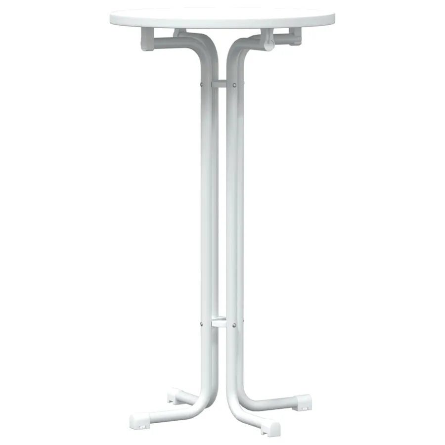 Table de bar blanc Ø60x110 cm bois d'ingénierie et acier - 2