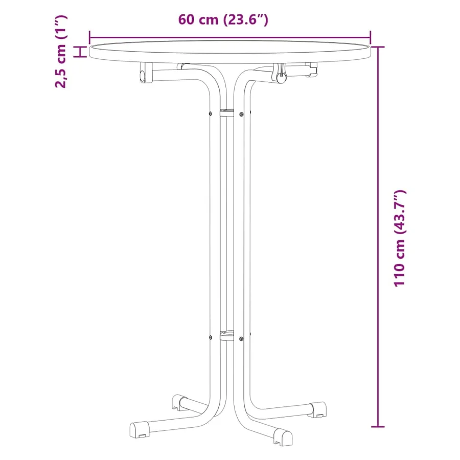 Table de bar blanc Ø60x110 cm bois d'ingénierie et acier - 9