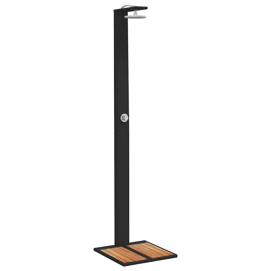 Douche d'extérieur noir 50x55x224 cm résine tressée bois acacia - 2