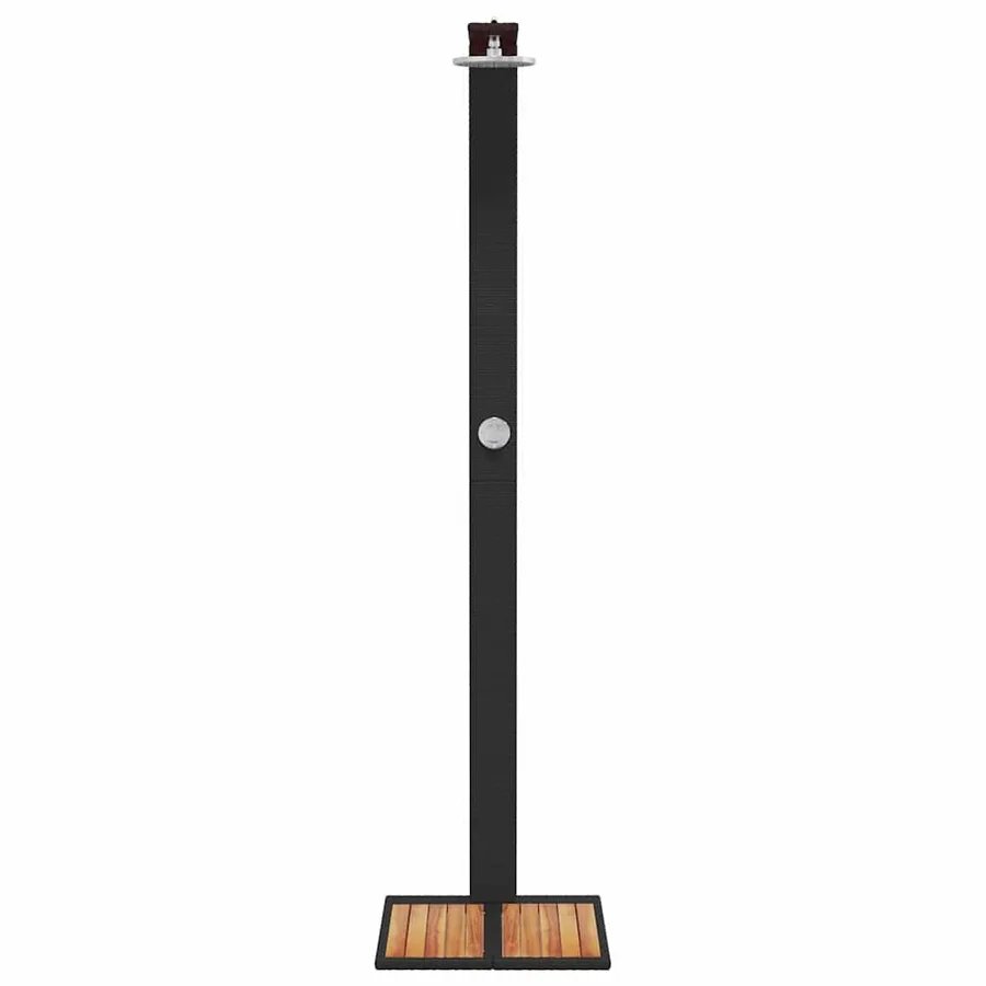 Douche d'extérieur noir 50x55x224 cm résine tressée bois acacia - 5
