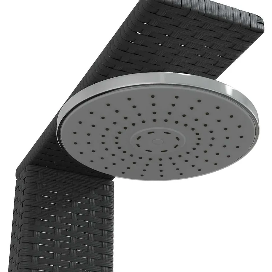 Douche d'extérieur noir 50x55x224 cm résine tressée bois acacia - 9