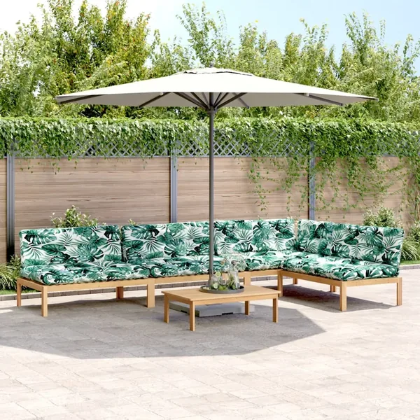 Salon palette de jardin avec coussins 5pcs bois d'acacia massif