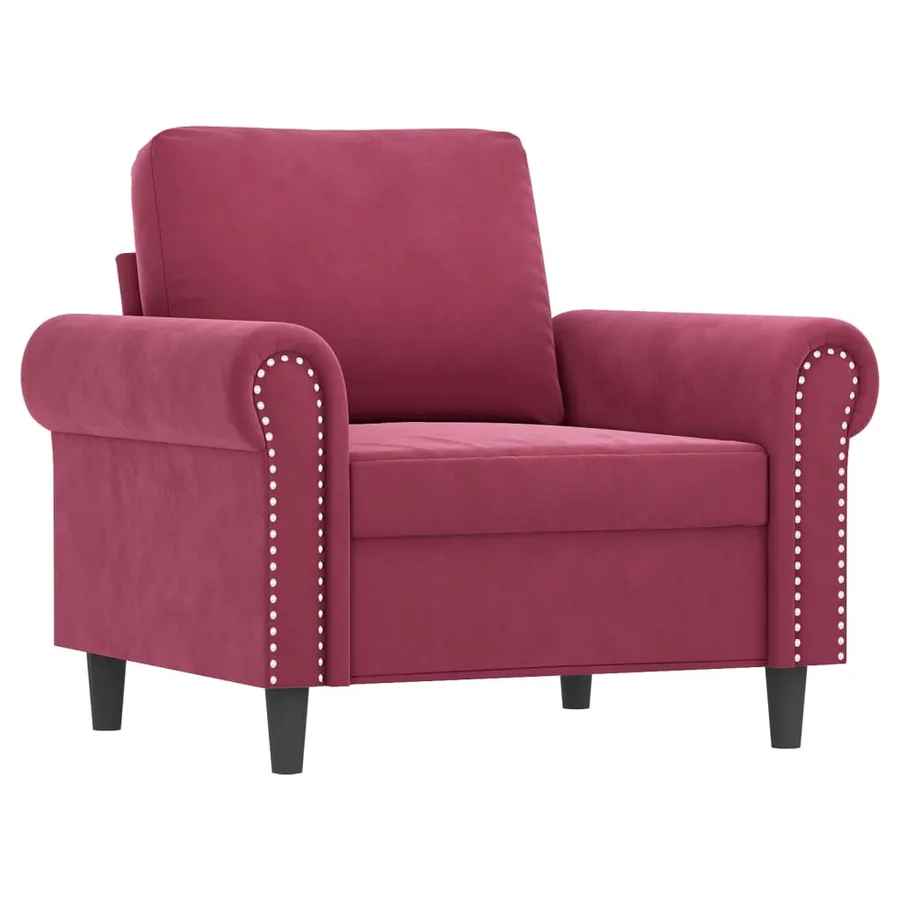 Fauteuil avec repose-pied Rouge bordeaux 60 cm Velours - 4