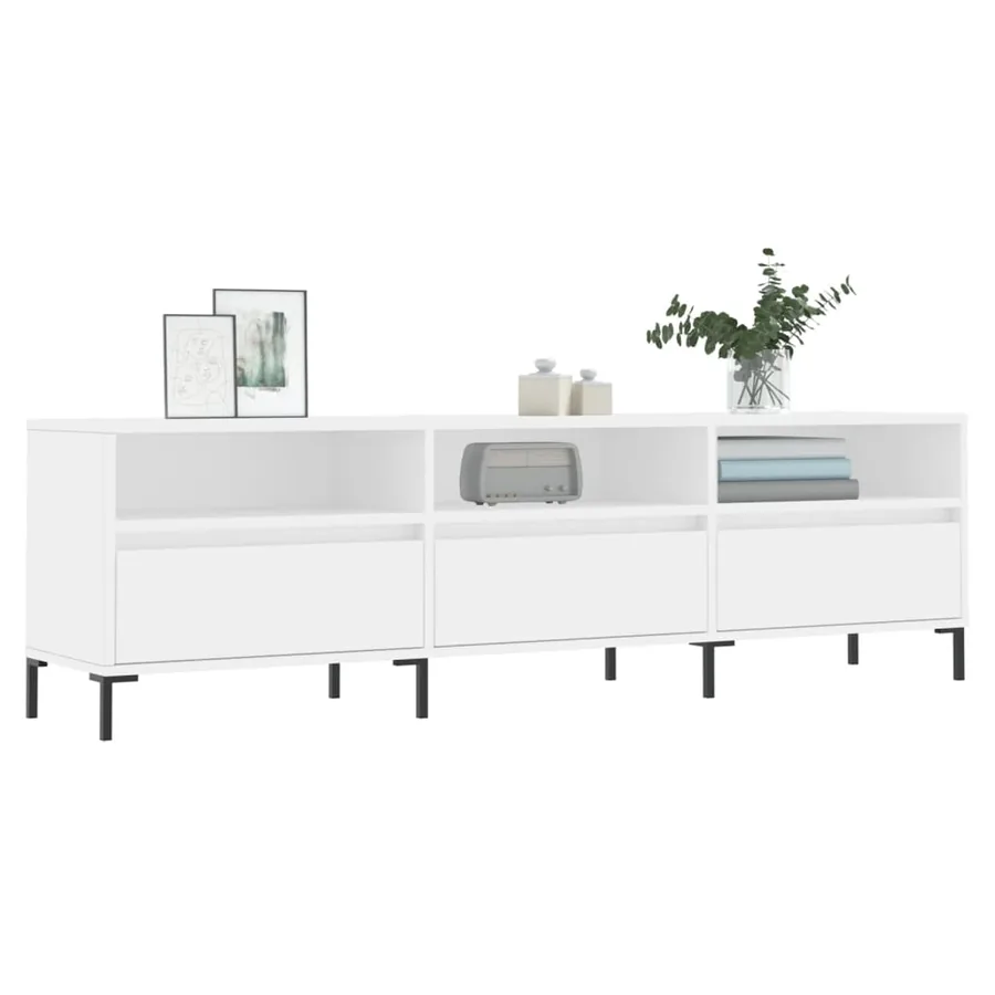 Meuble TV blanc 150x30x44,5 cm bois d'ingénierie - 3
