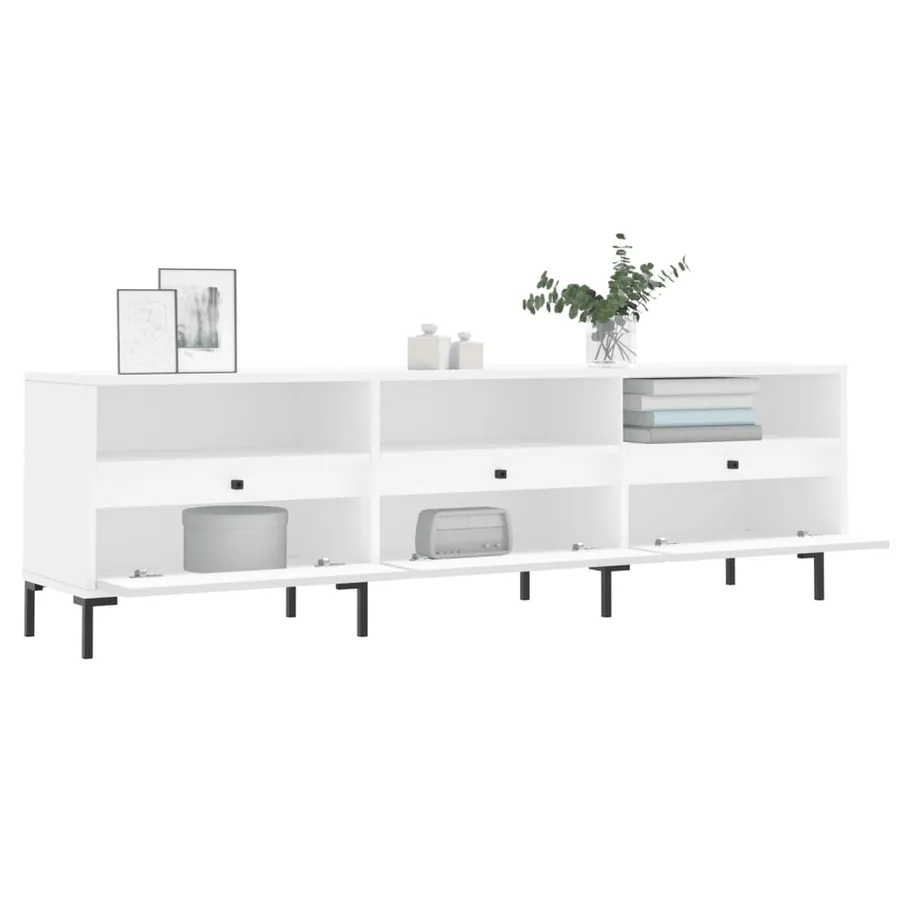 Meuble TV blanc 150x30x44,5 cm bois d'ingénierie - 4