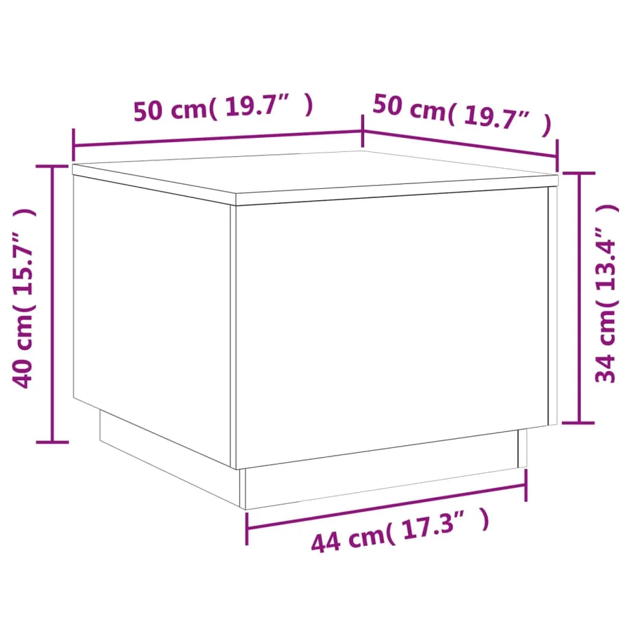 Table basse avec lumières LED sonoma gris 50x50x40 cm - 15