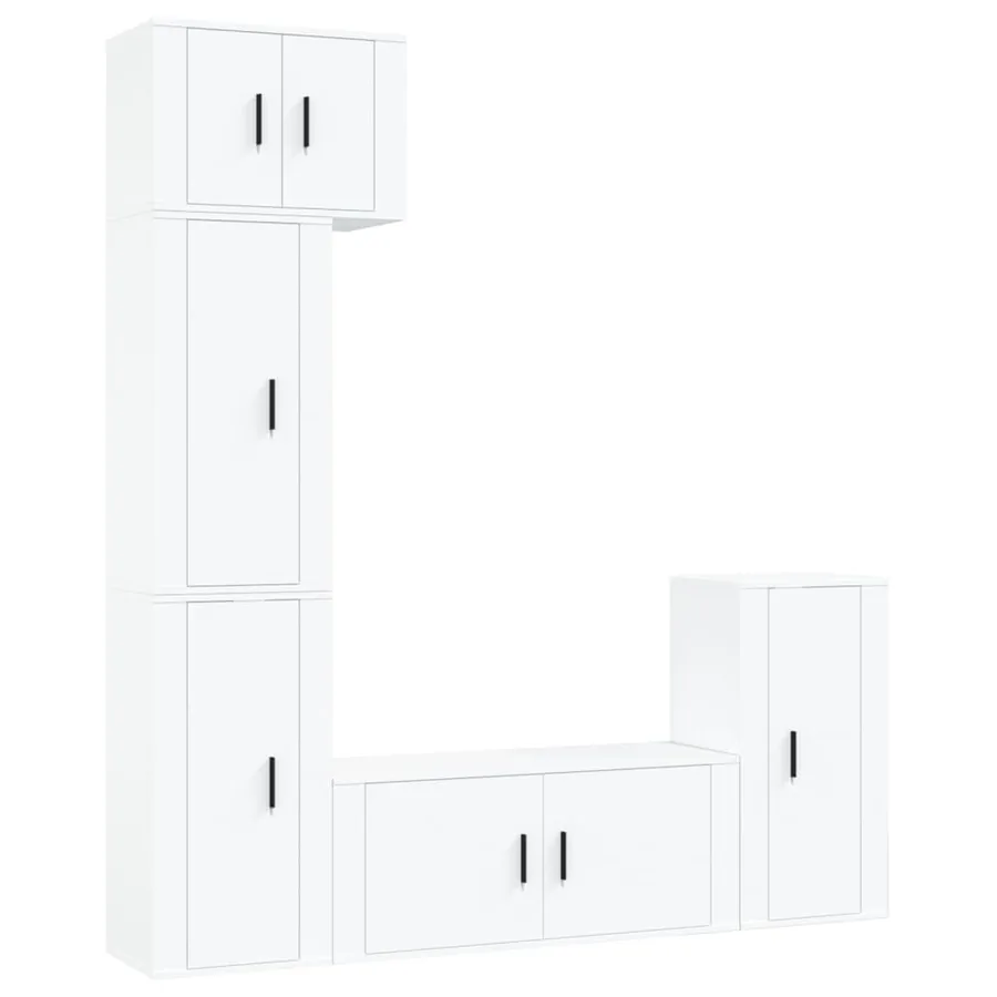 Ensemble de meubles TV 5 pcs Blanc Bois d'ingénierie - 2