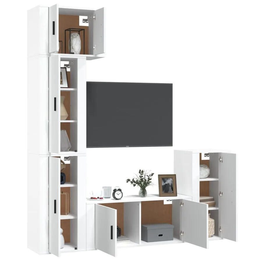 Ensemble de meubles TV 5 pcs Blanc Bois d'ingénierie - 3