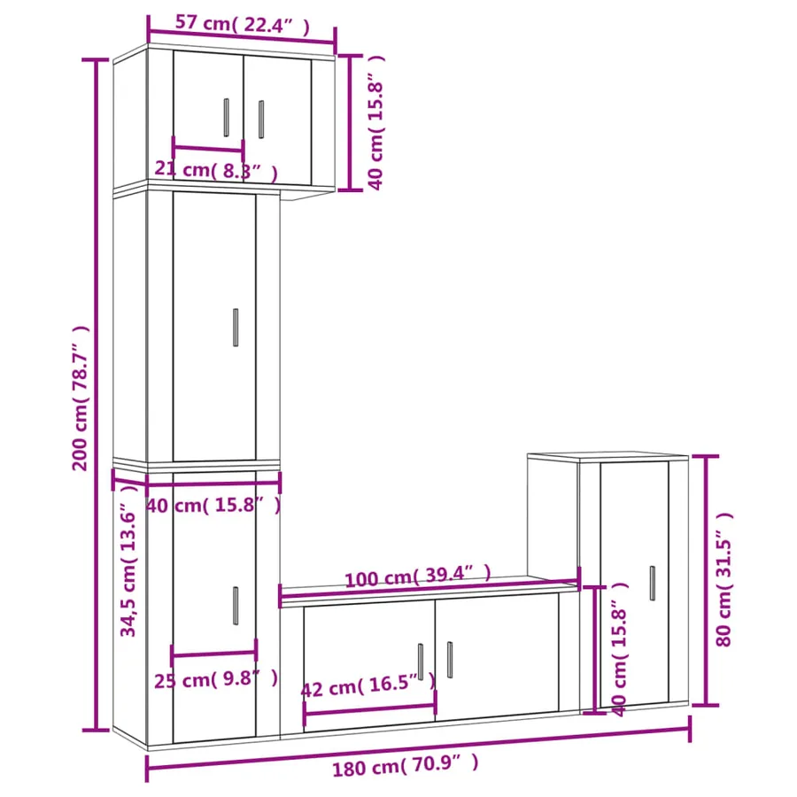Ensemble de meubles TV 5 pcs Blanc Bois d'ingénierie - 8