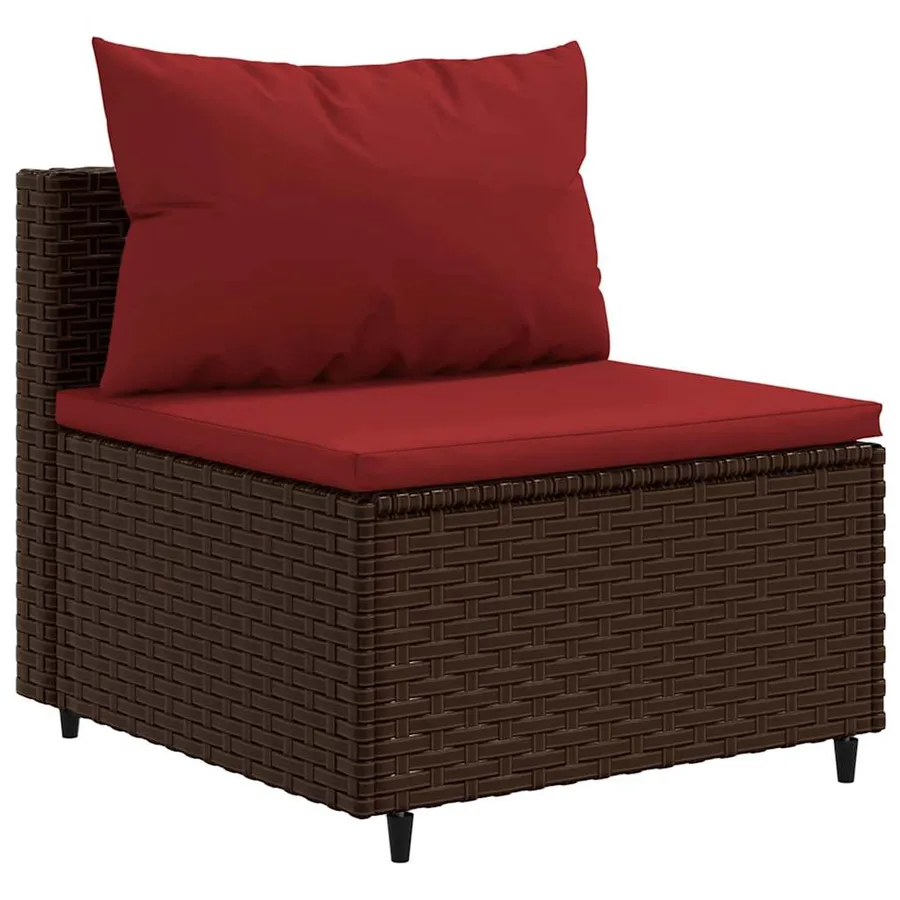 Salon de jardin 6 pcs avec coussins Marron Résine tressée - 4