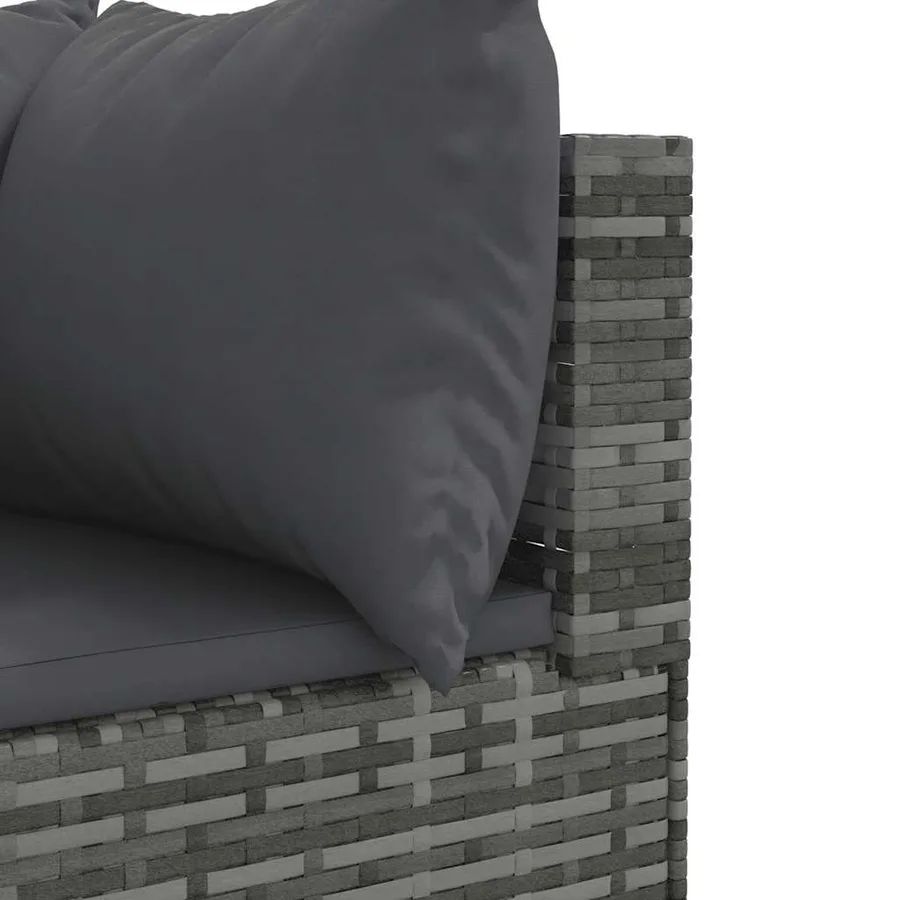 Salon de jardin 5 pcs avec coussins Gris Résine tressée - 6