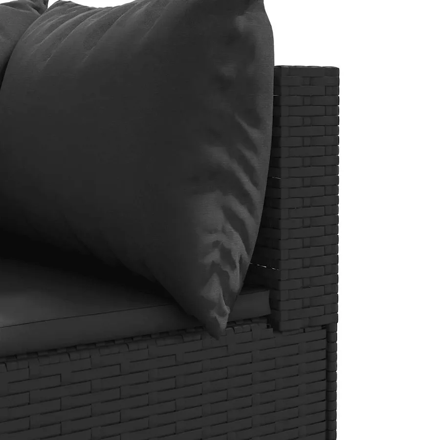 Salon de jardin 6 pcs avec coussins Noir Résine tressée - 7