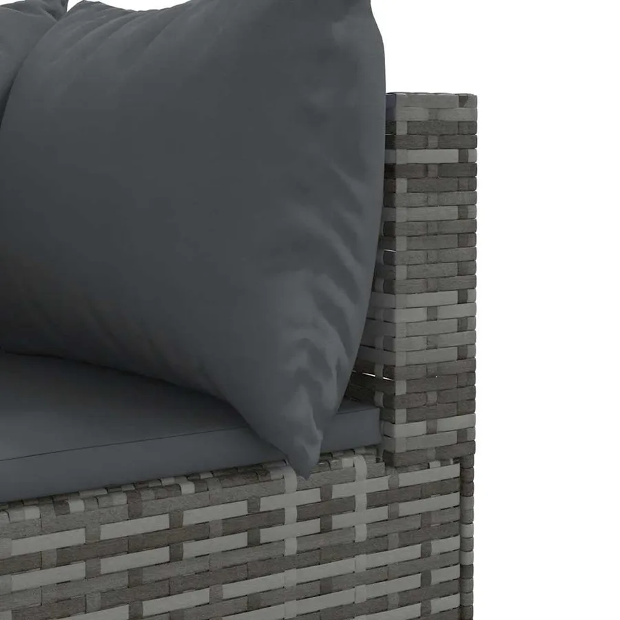 Salon de jardin 7 pcs avec coussins Gris Résine tressée - 9