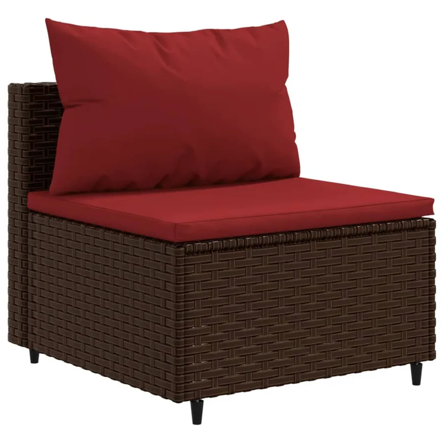 Salon de jardin 10 pcs avec coussins marron résine tressée - 4