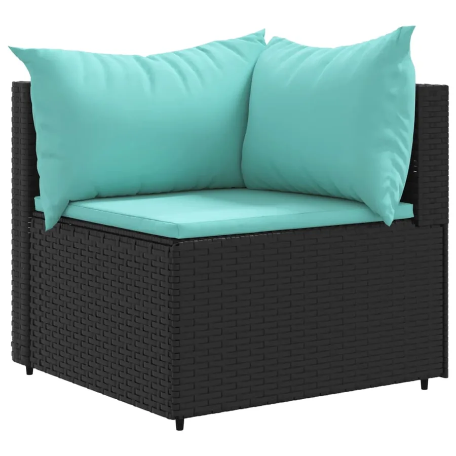 Salon de jardin 11 pcs avec coussins noir résine tressée - 3