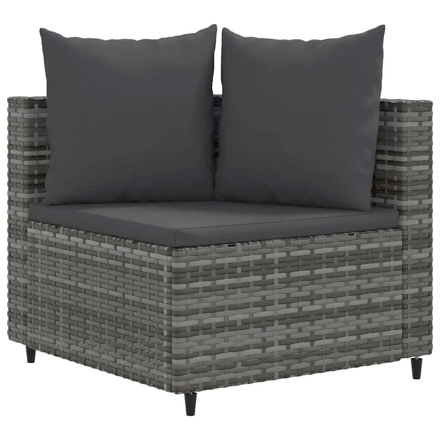 Salon de jardin avec coussins 3 pcs gris résine tressée - 3