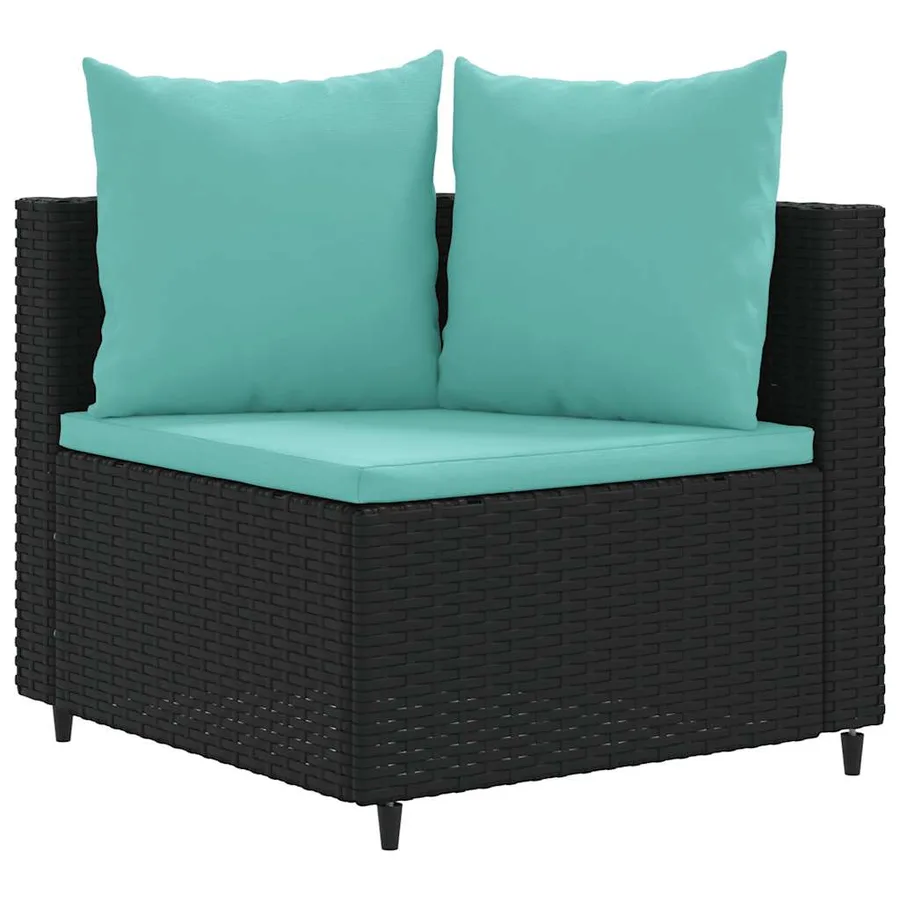 Salon de jardin 10 pcs avec coussins noir résine tressée - 3