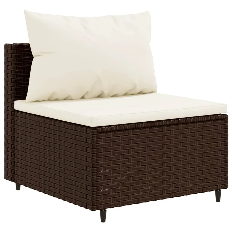 Salon de jardin 10 pcs avec coussins marron résine tressée - 4