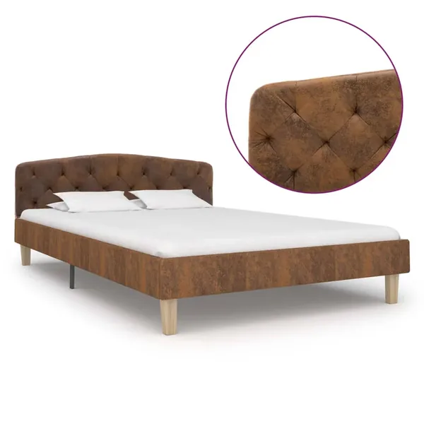 Cadre de lit sans matelas marron similicuir daim 120x200 cm