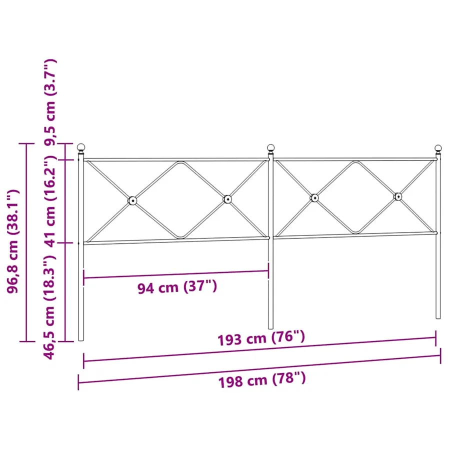 Tête de lit de remplacement métal noir 193 cm - 6
