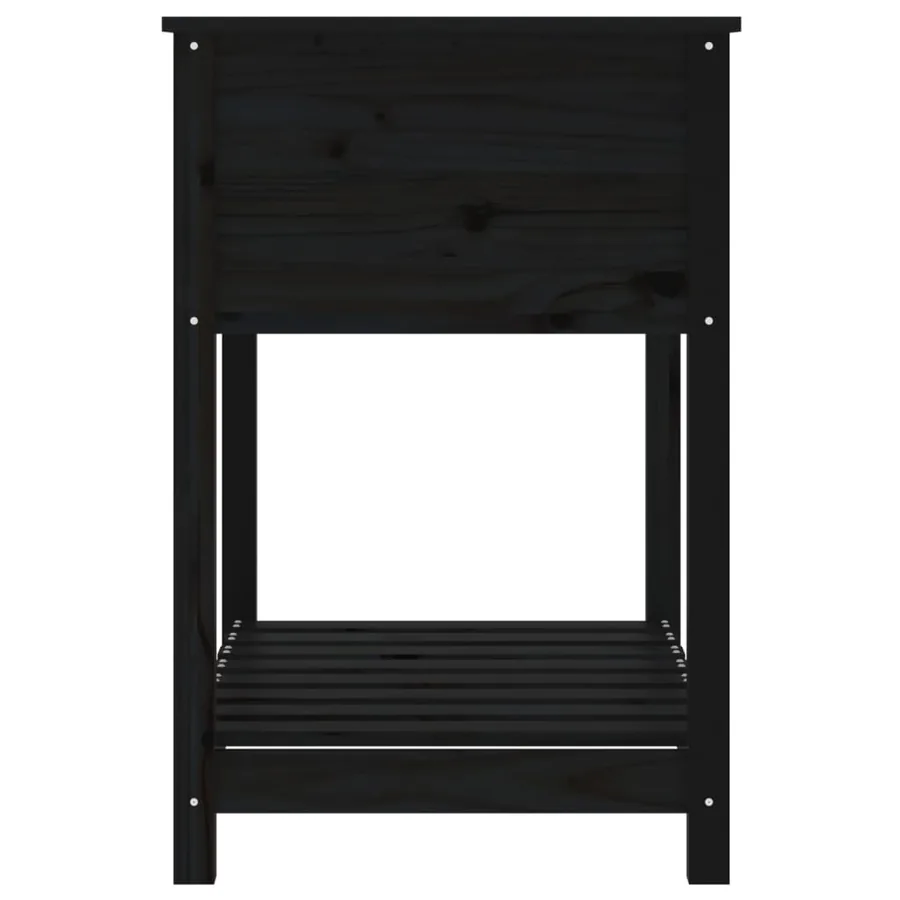 Jardinière avec étagère Noir 82,5x54x81 cm Bois massif de pin - 6
