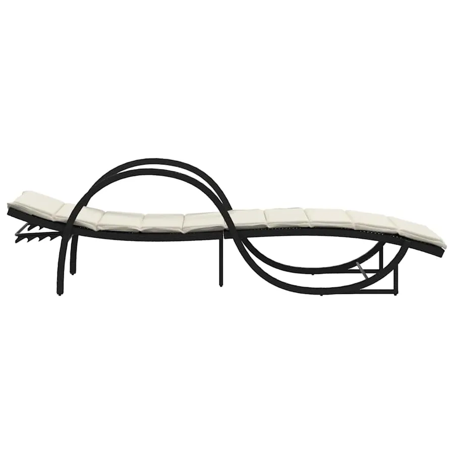 Chaises longues lot de 2 avec coussins noir résine tressée - 5