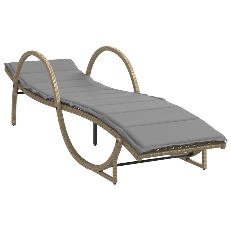 Chaises longues lot de 2 avec table beige résine tressée - 4
