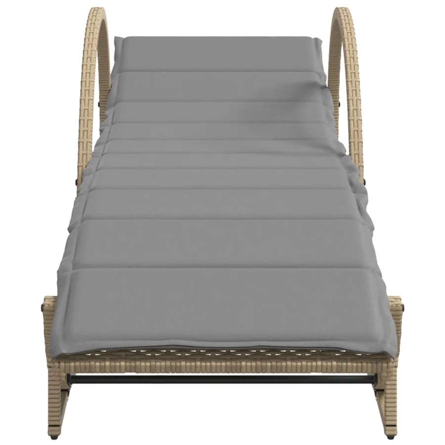 Chaises longues lot de 2 avec table beige résine tressée - 5