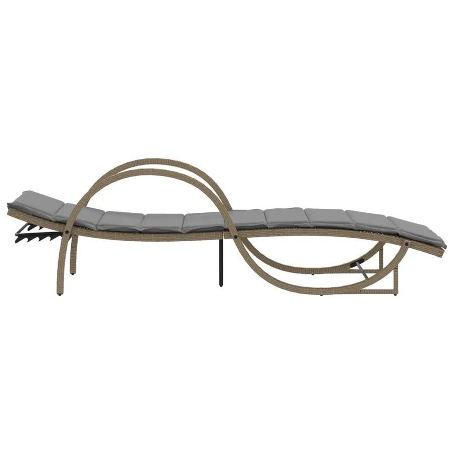 Chaises longues lot de 2 avec table beige résine tressée - 6