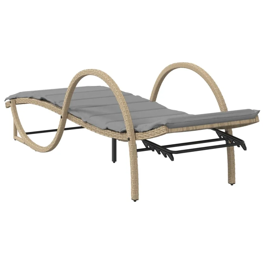 Chaises longues lot de 2 avec coussins beige résine tressée - 6