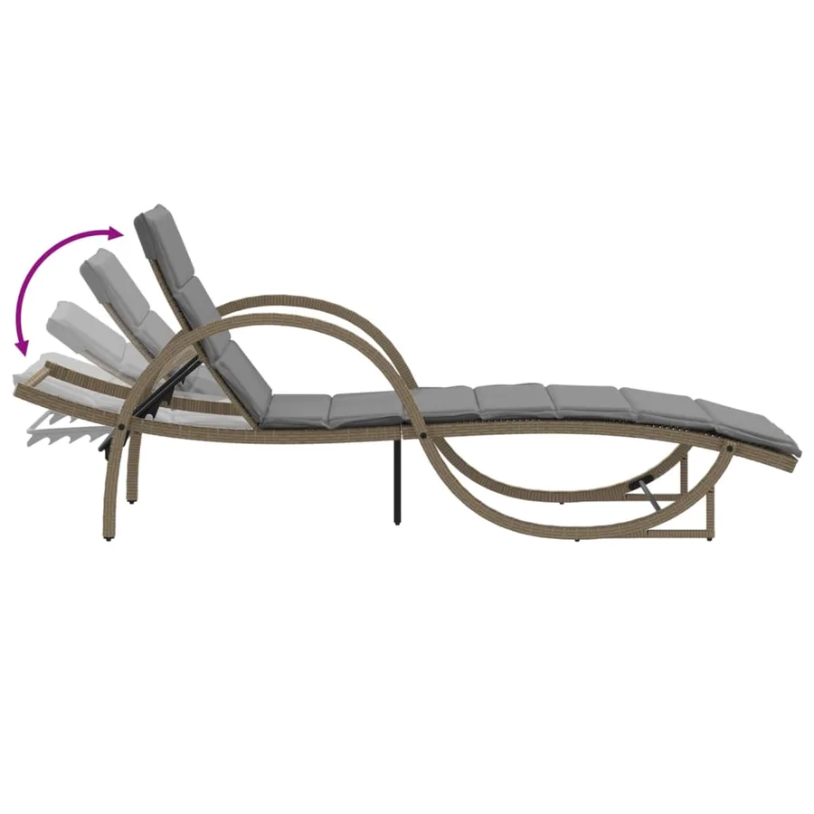 Chaises longues lot de 2 avec coussins beige résine tressée - 7