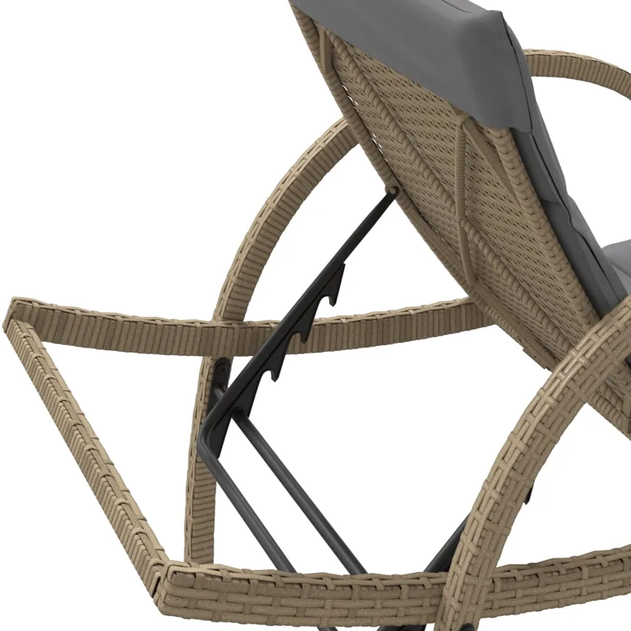 Chaises longues lot de 2 avec coussins beige résine tressée - 8