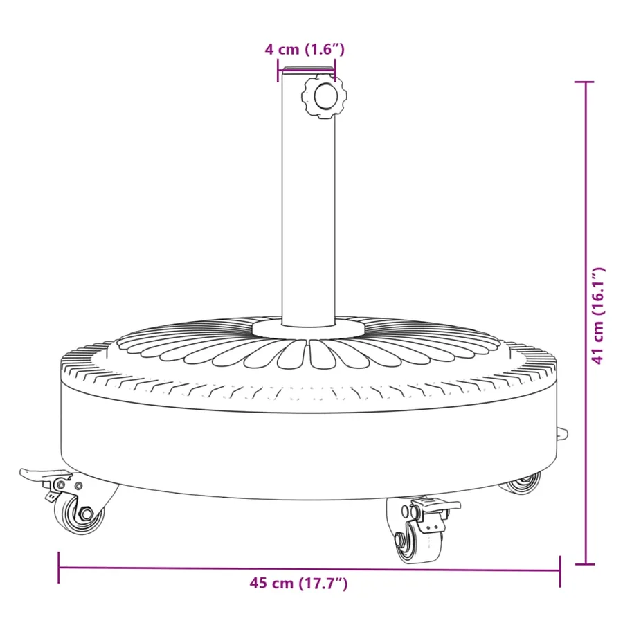 Base de parasol avec roues pour mâts Ø38 / 48 mm 27 kg rond - 8
