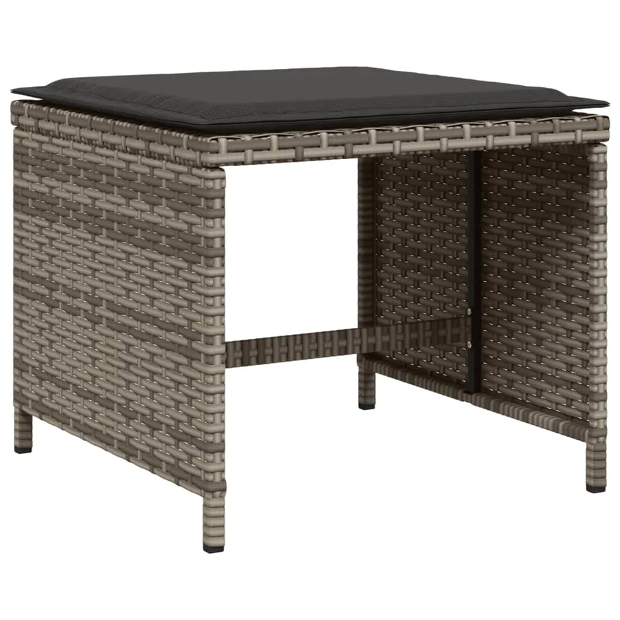 Ensemble à manger de jardin coussins 13 pcs gris résine tressée - 6